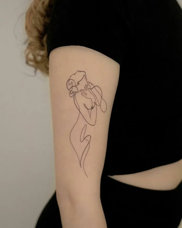 Single Line Woman Tattoo