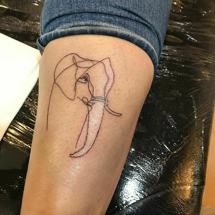 Single Line Ellephant Tattoo