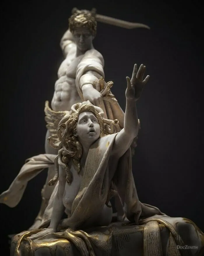 Medusa siendo decapitada por Perseo