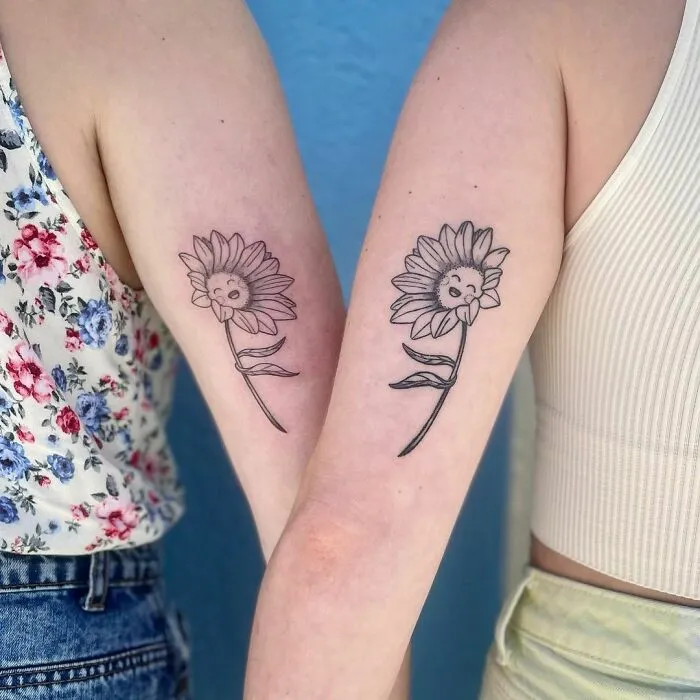 Best Friend Flower Arm Tattoos