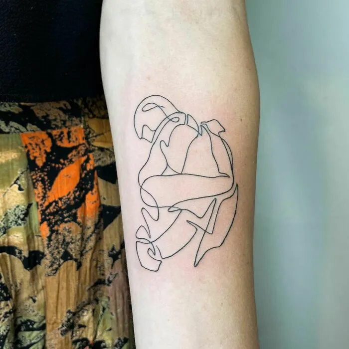 Hug Single Line Tattoo