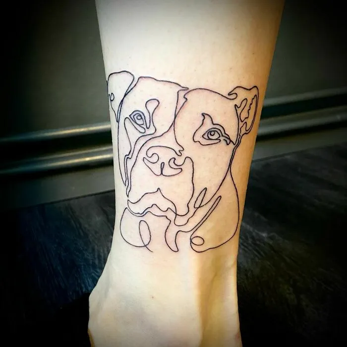 Single Line Dog Tattoo