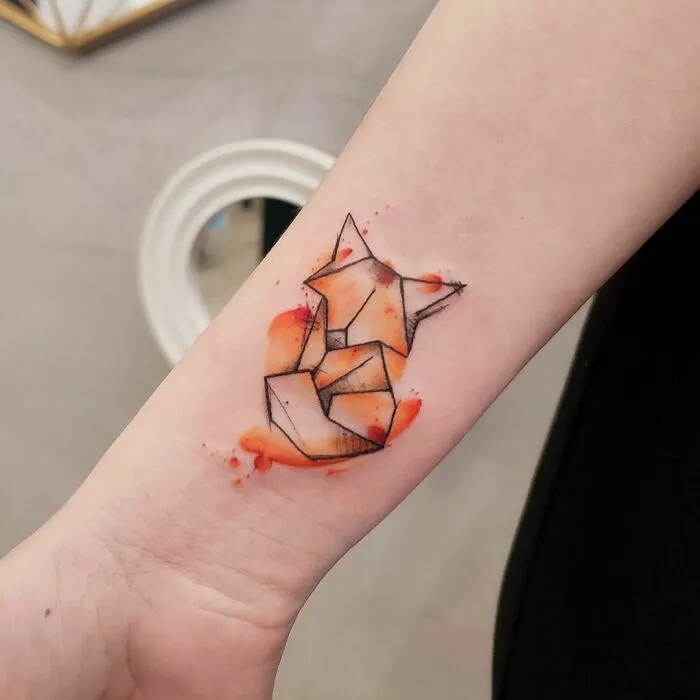 Abstract Watercolor Fox Tattoo