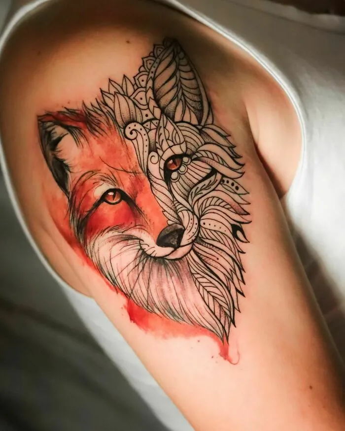 Watercolor Fox Tattoo
