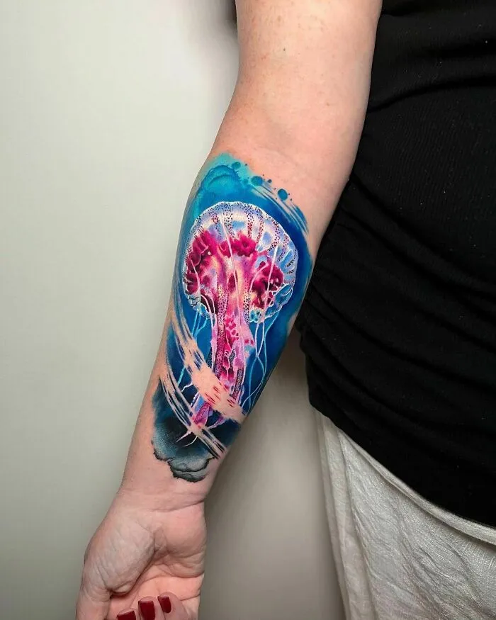 Watercolor Jellyfish Tattoo
