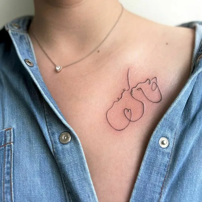 Single Line Cat Tattoo