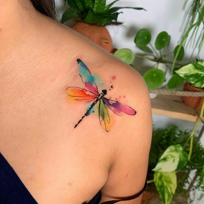 Watercolor Dragonfly Tattoo