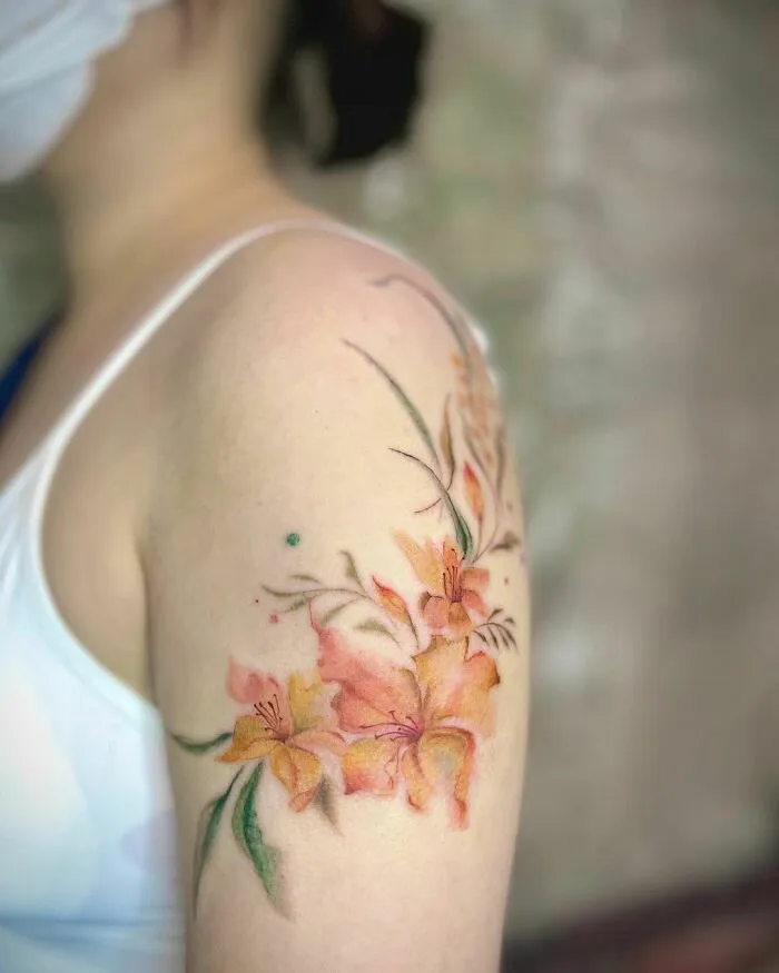 Watercolor Flowers Tattoo