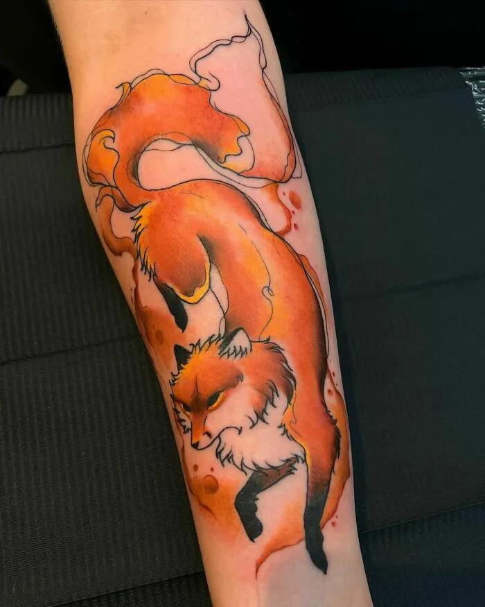 Watercolor Fox Tattoo