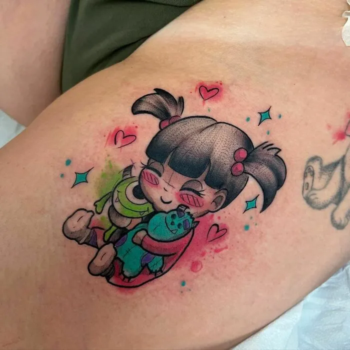 Boo From Monsters, Inc. Watercolor Tattoo