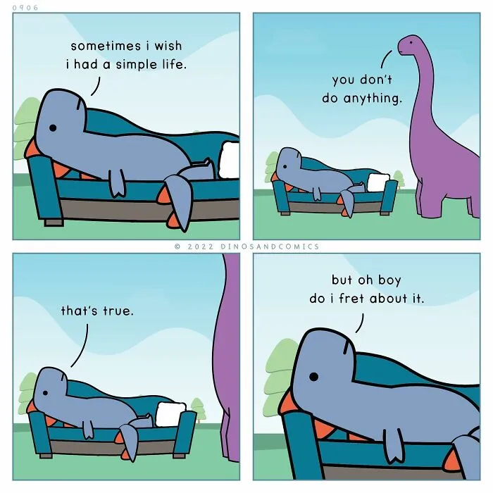 30 Honest Comics About Mental Health Illustrated With Dinosaurs (New Pics)