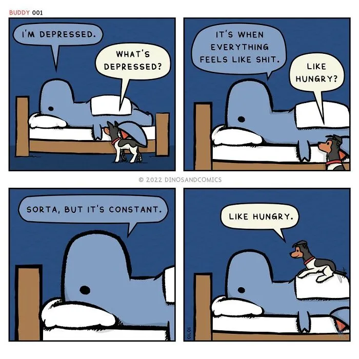 30 Honest Comics About Mental Health Illustrated With Dinosaurs (New Pics)