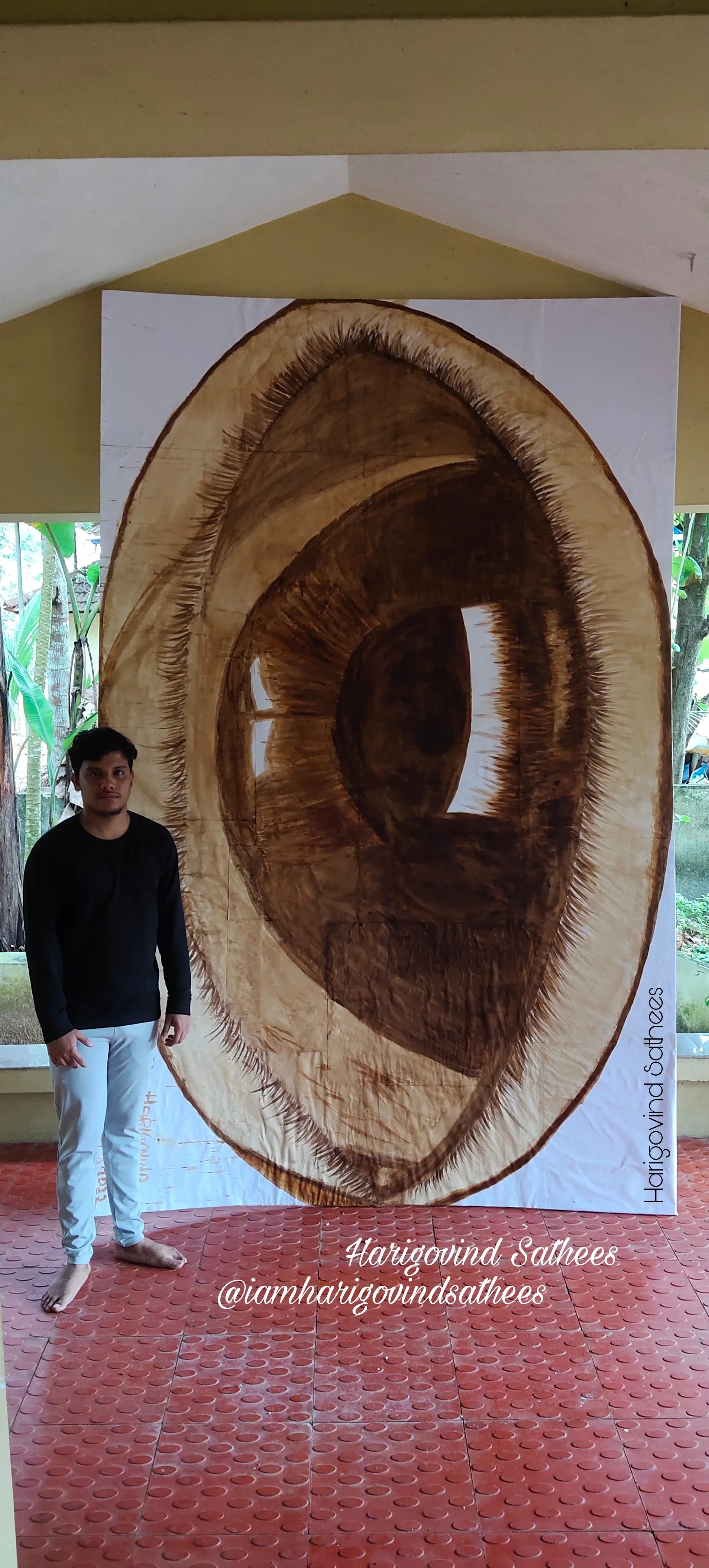 My Largest Coffee Painting Of Realistic Human Eye..... In 10 Feet 3 Inches   -  314×200 Cms