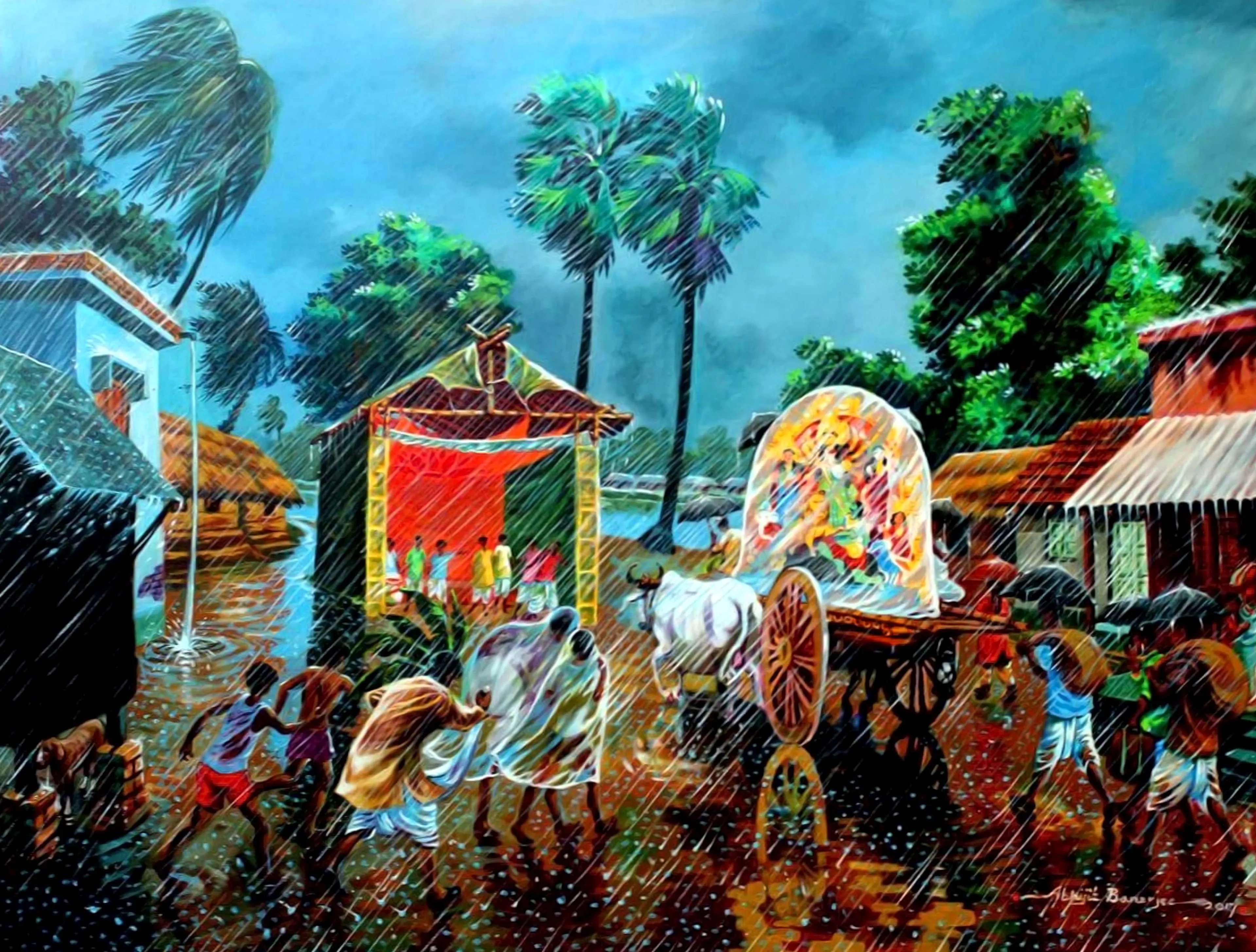 Rainy Day, Acrylic On Canvas, Landscape Painting