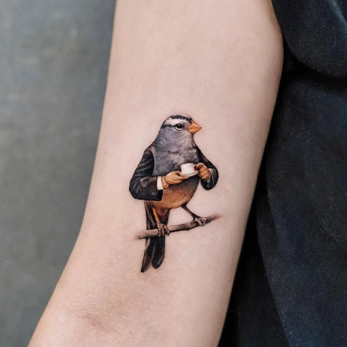 Bird With Fancy Cup