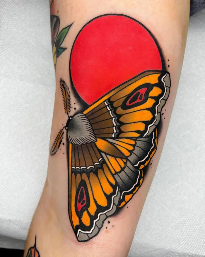 Colorful Moth Tattoo