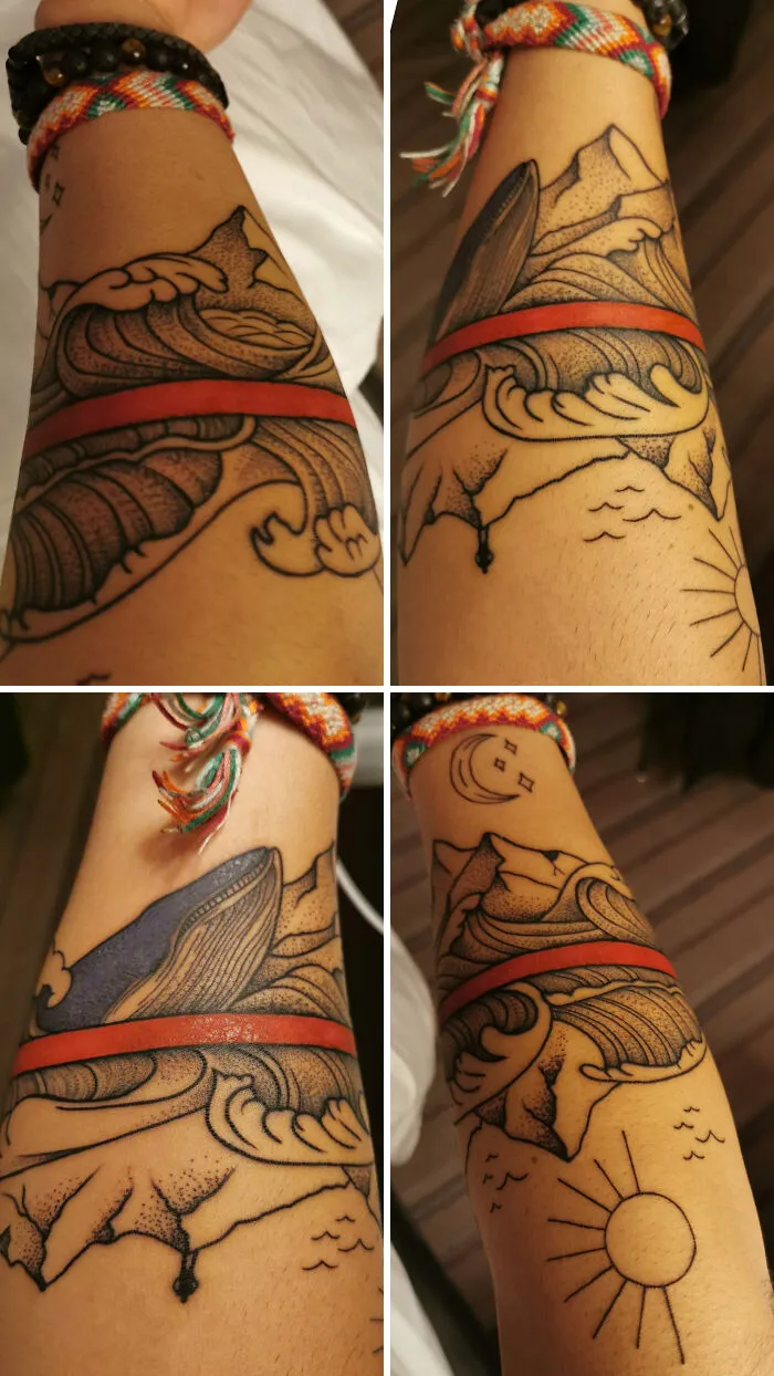 A Tattoo Based Off My Band's First Album Art And Logo. Done By Wojtek At Inkdependent Tattoos In Edinburgh, Scotland