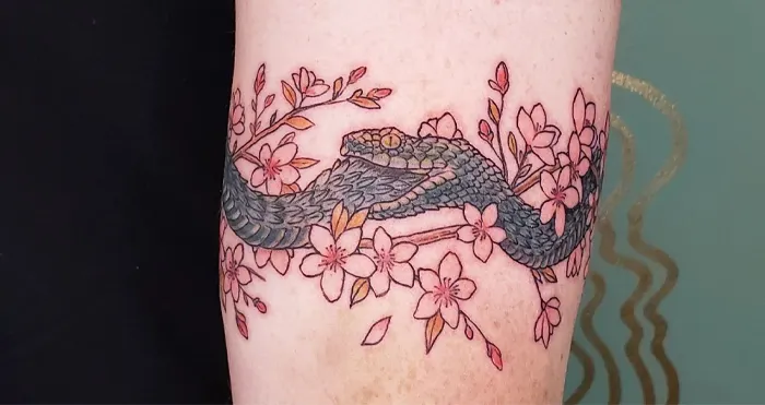 Snake And Cherry Blossom Armband