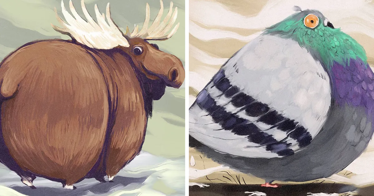 31 Ilustraciones de animales bien regordetes que te parecerán adorables