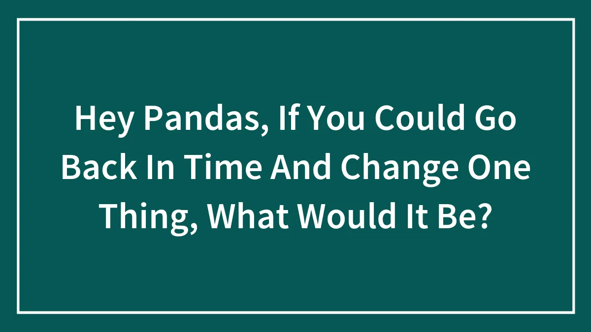 Hey Pandas, If You Could Go Back In Time And Change One Thing, What Would It Be?