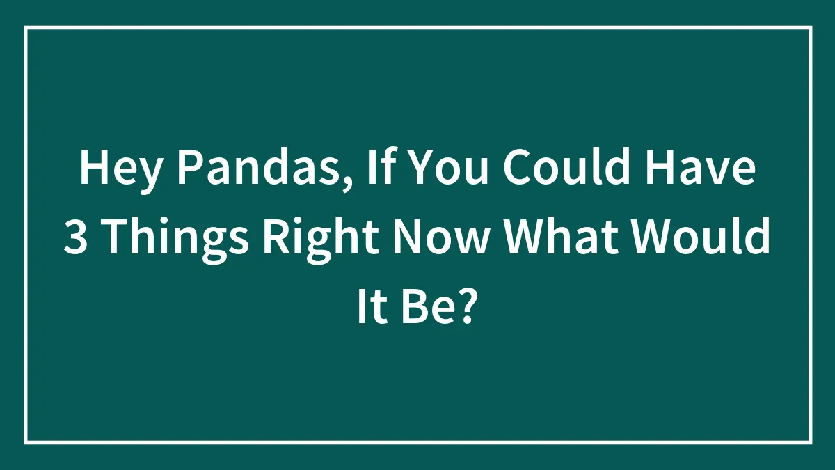Hey Pandas, If You Could Have 3 Things Right Now What Would It Be?