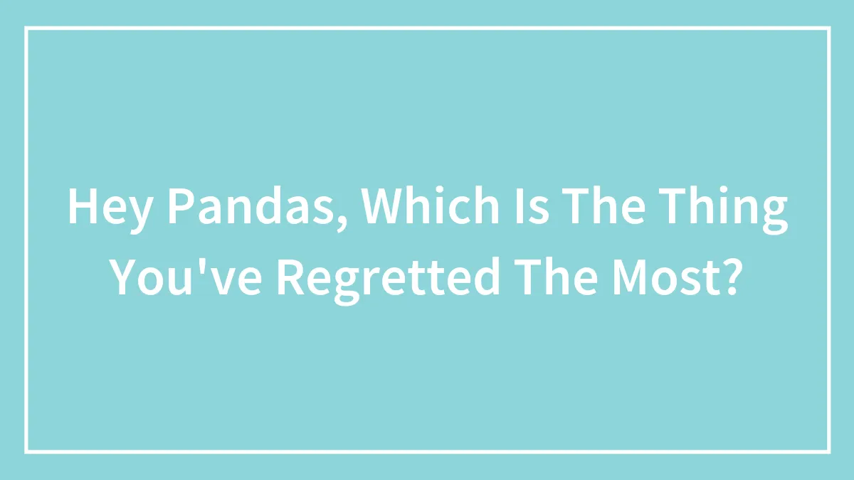Hey Pandas, Which Is The Thing You've Regretted The Most?