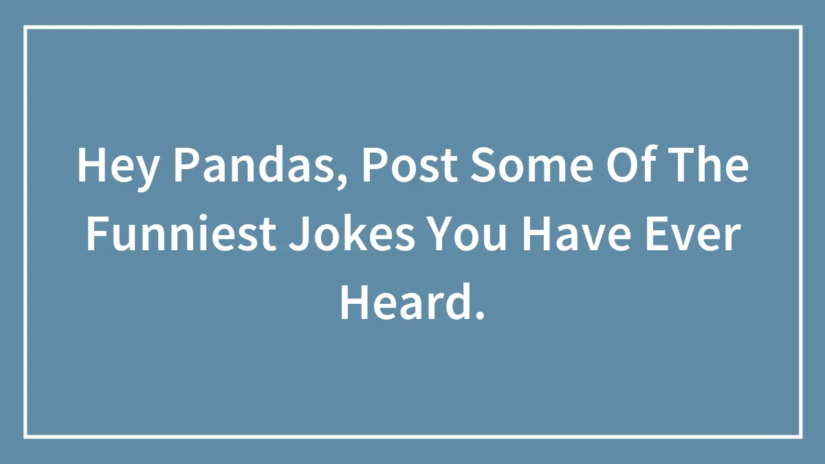 Hey Pandas, Post Some Of The Funniest Jokes You Have Ever Heard.