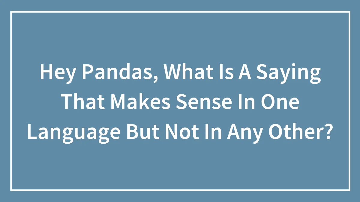 Hey Pandas, What Is A Saying That Makes Sense In One Language But Not In Any Other?