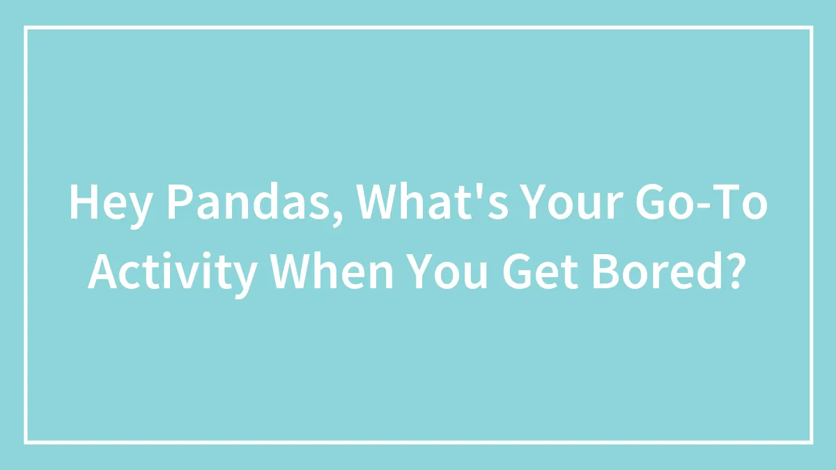 Hey Pandas, What's Your Go-To Activity When You Get Bored? (Closed)