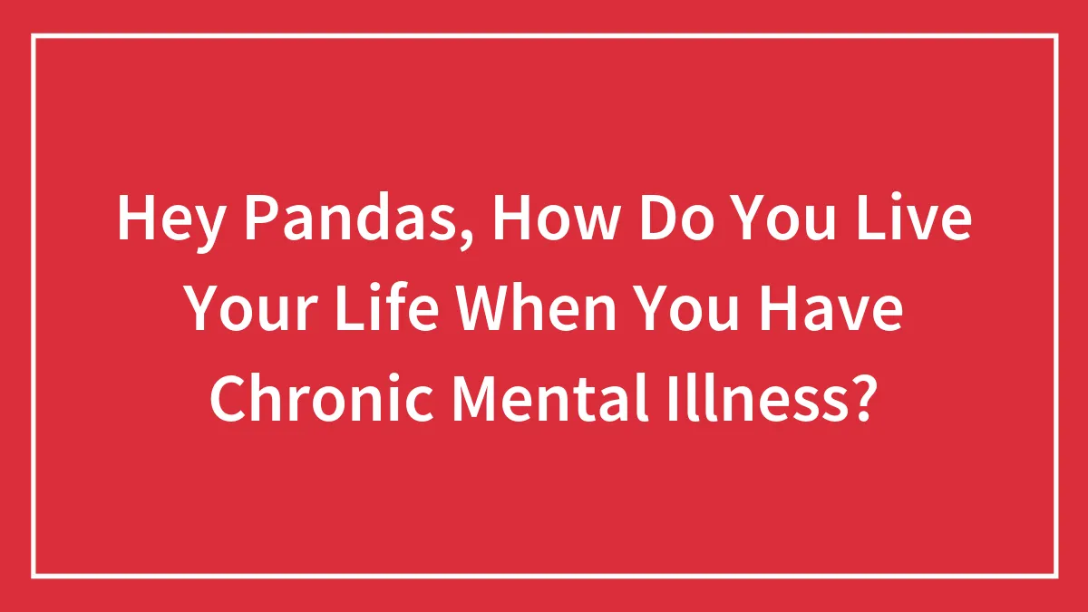 Hey Pandas, How Do You Live Your Life When You Have Chronic Mental Illness?