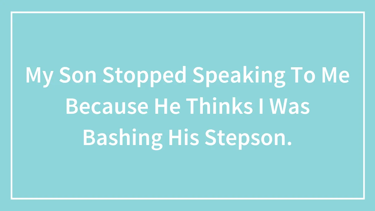 My Son Stopped Speaking To Me Because He Thinks I Was Bashing His Stepson.