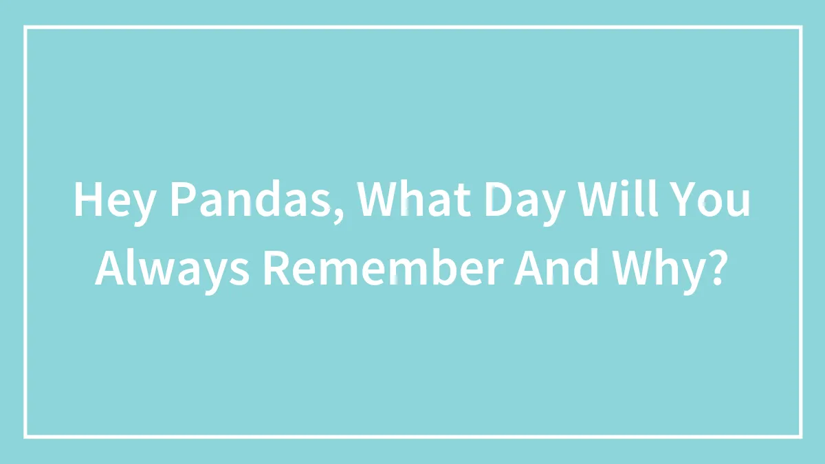 Hey Pandas, What Day Will You Always Remember And Why? (Closed)