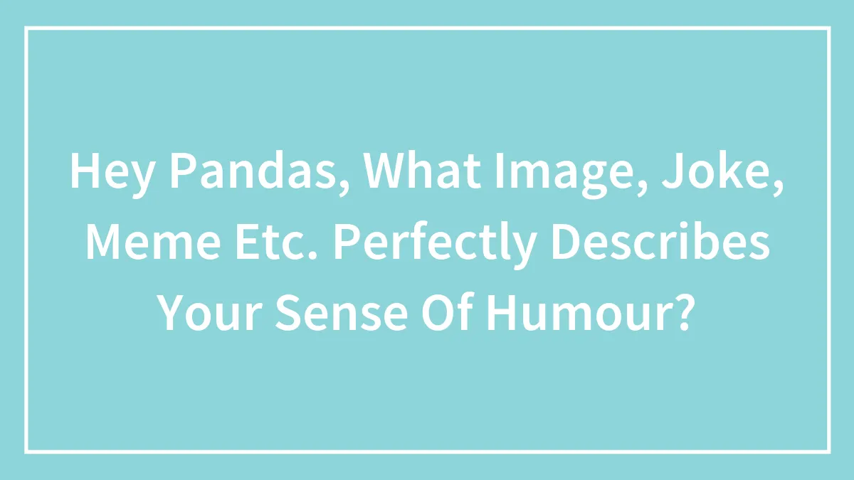 Hey Pandas, What Image, Joke, Meme Etc. Perfectly Describes Your Sense Of Humour?