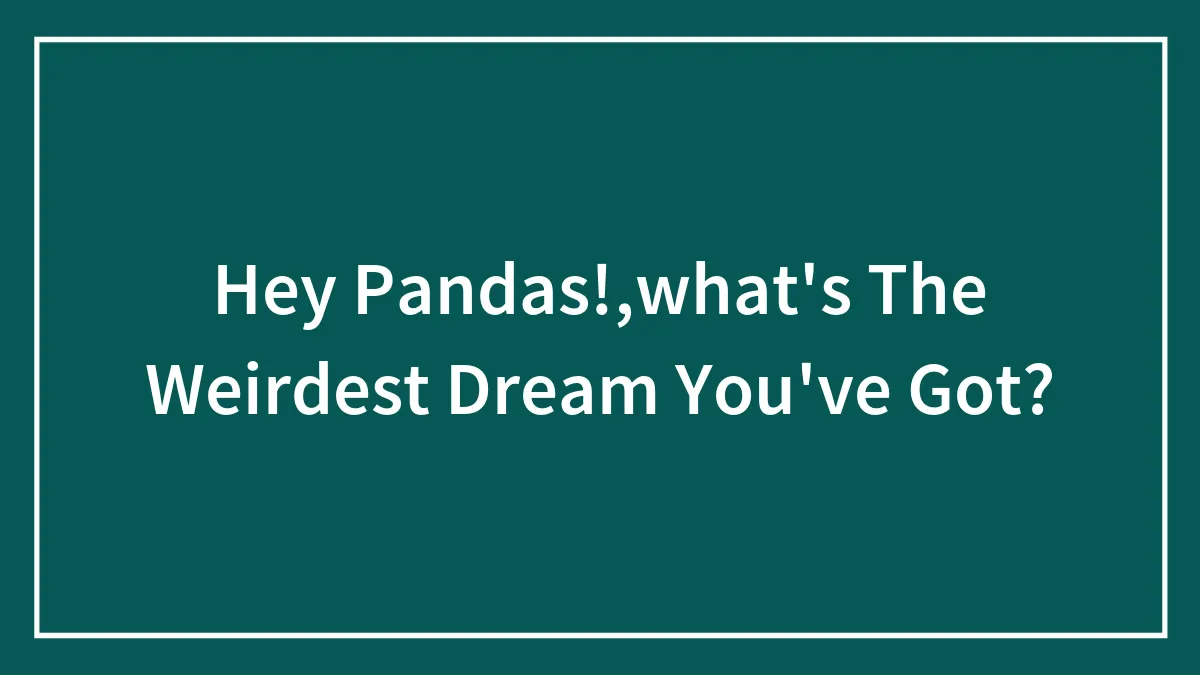 Hey Pandas!,what's The Weirdest Dream You've Got?