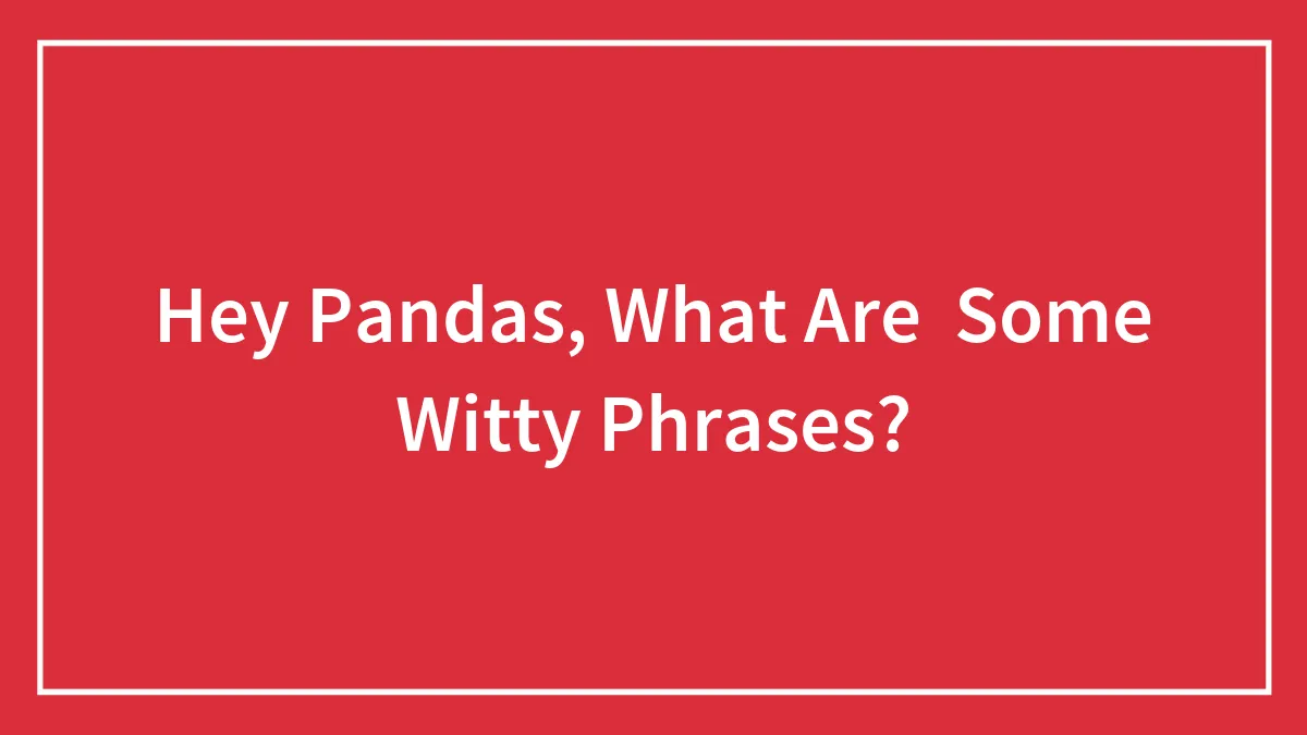Hey Pandas, What Are  Some Witty Phrases?