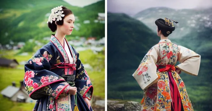 I Blend International Fashion Trends, And This Time Norway Meets Japan With A Traditional Bunad Combined With Kimono (6 Pics)