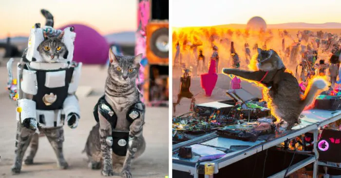I Have Created Pictures Portraying Cats Taking Over The Burning Man With Ai (11 Pics)