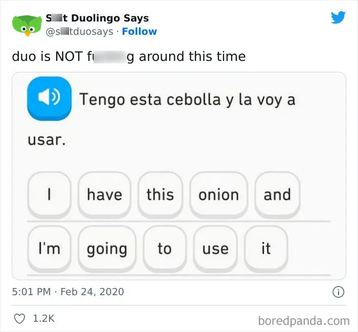 "Linguistic Gold Provided By Duolingo": 40 Of The Funniest And Most Unexpected Prompts Found On The App