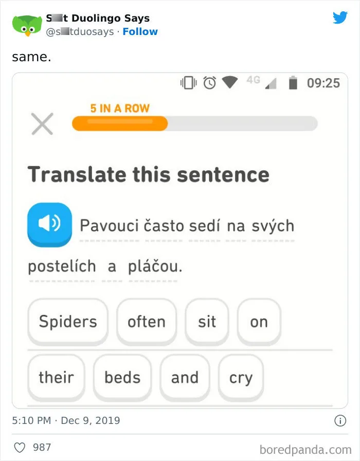 "Linguistic Gold Provided By Duolingo": 40 Of The Funniest And Most Unexpected Prompts Found On The App