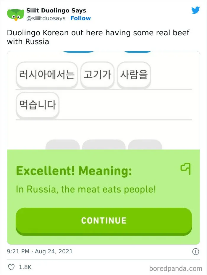 "Linguistic Gold Provided By Duolingo": 40 Of The Funniest And Most Unexpected Prompts Found On The App