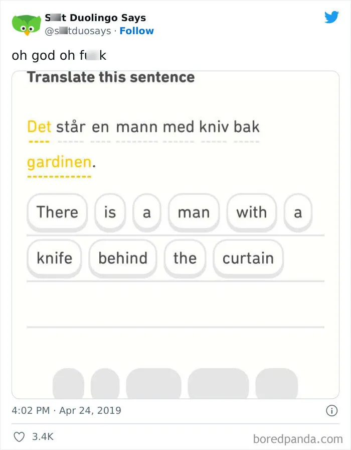 "Linguistic Gold Provided By Duolingo": 40 Of The Funniest And Most Unexpected Prompts Found On The App