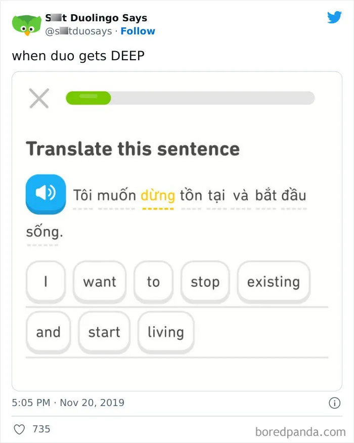 "Linguistic Gold Provided By Duolingo": 40 Of The Funniest And Most Unexpected Prompts Found On The App