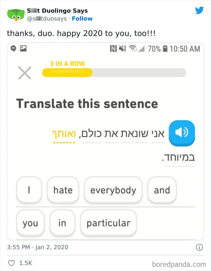 "Linguistic Gold Provided By Duolingo": 40 Of The Funniest And Most Unexpected Prompts Found On The App
