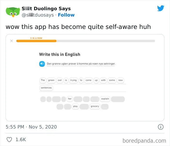 "Linguistic Gold Provided By Duolingo": 40 Of The Funniest And Most Unexpected Prompts Found On The App