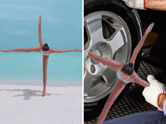 Woman Practicing Yoga On The Beach