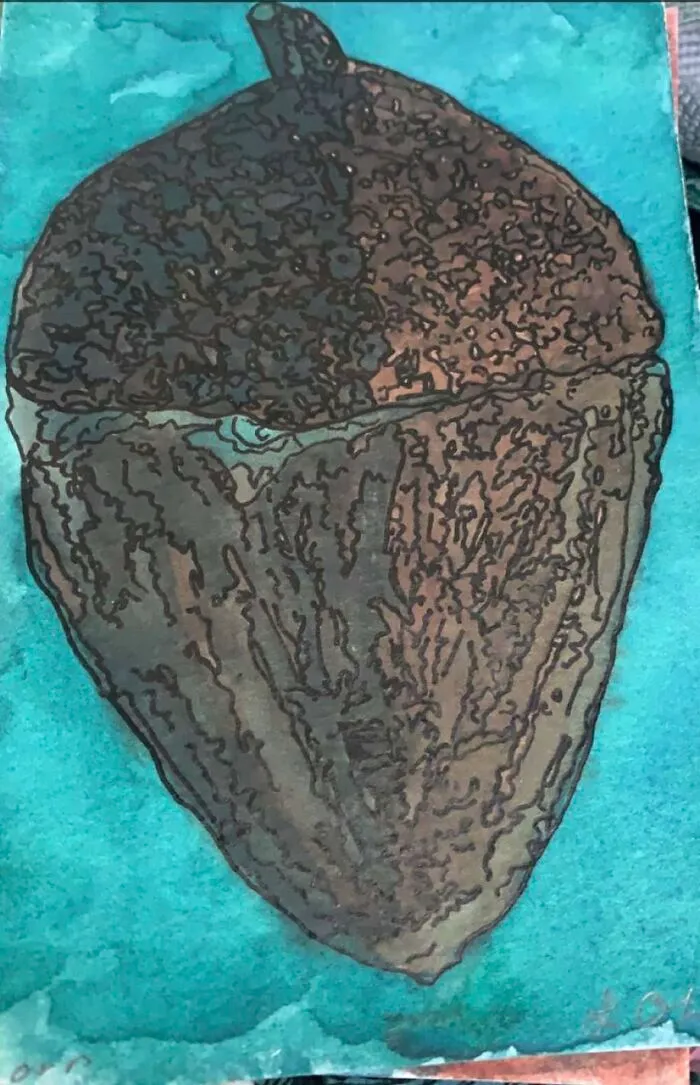 A Watercolor & Pen Acorn