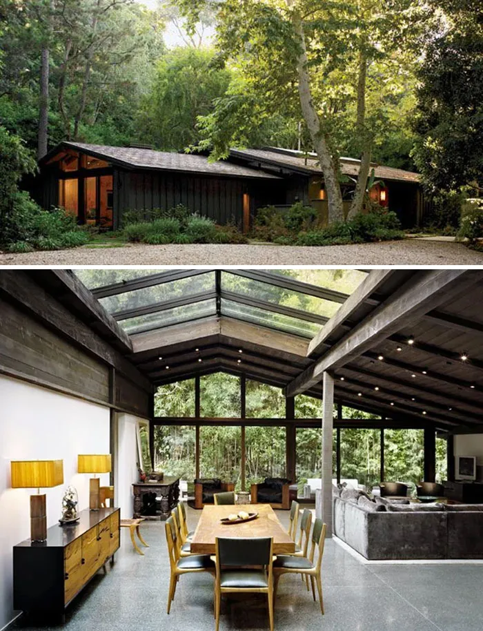 Casa rancho experimental de Cliff May. Restaurada por Marmol Radziner Architecture. Construida en 1952. Barrio de Brentwood de Los Ángeles