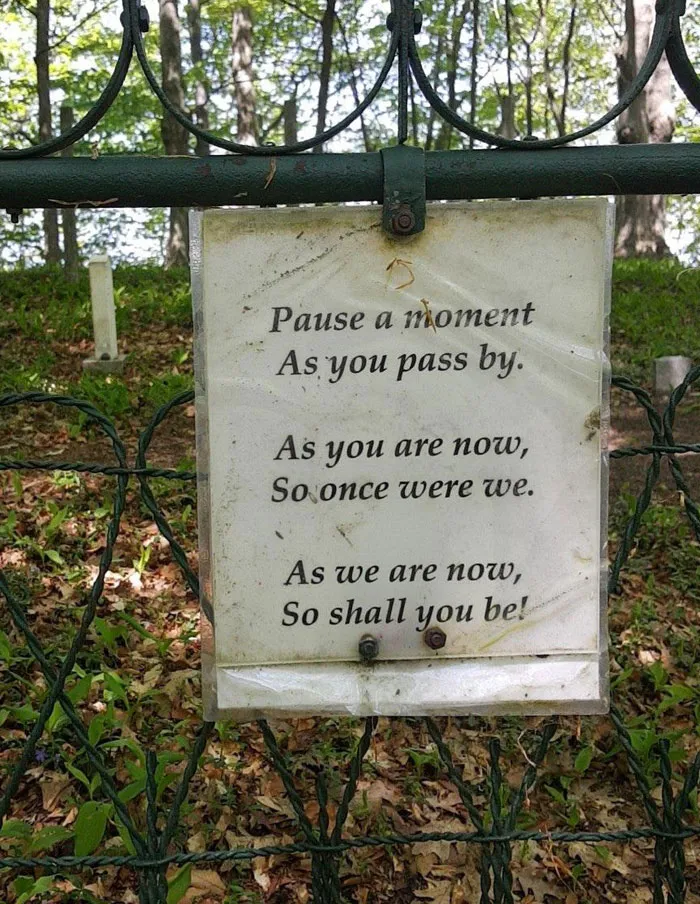 Sign On A Cemetery Gate