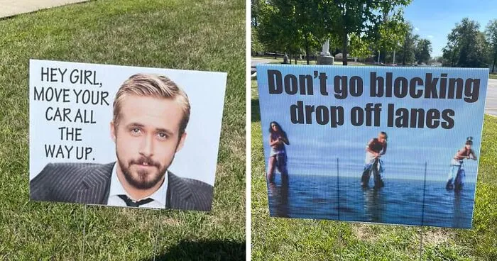 7 Funny Drop-Off Lane Signs Put Up By This Elementary School Are Cracking Parents Up