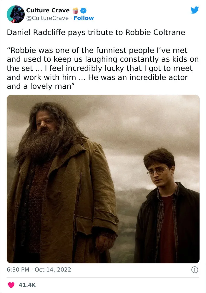 30 Of The Most Touching Tributes Paid To The Late Robbie Coltrane, Star Of Cracker And Harry Potter